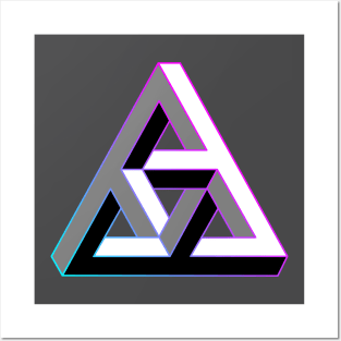 Even more impossible triangle with cyan to magenta gradient edge Posters and Art